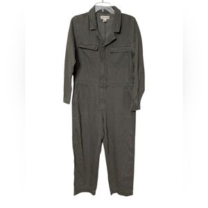Madewell Green Utility Coverall Zip Front Long Sleeve Jumpsuit Size Medium